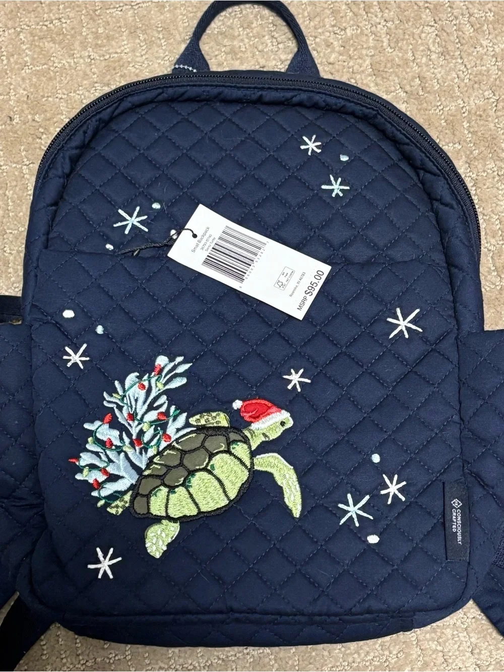NWT Vera Bradley Christmas Holiday Quilted Sea Turtle Mini Backpack